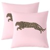 Pink African Cheetah Throw Pillow Covers,Leopard Silhouette Cushion Covers 16"x16"