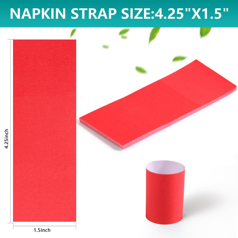 XINGYUNDEL Paper Napkin Bands,Napkin Rings Self Adhesive,Silverware Wraps Bands(Red,2000 pcs)
