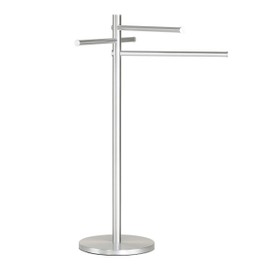 Cortesi Home Emmi Contemporary Sliding 3 Tier Towel Holder Stand, Brushed Aluminum (CH-BR798121)