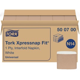 Tork Xpressnap Fit White Dispenser Napkin N14, C-Fold, 1 ply, 240 napkins, 4.252in x 3.248in each, 500700