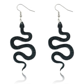 Snake Earrings for Women, Acrylic Black Long Dangle Serpent Earrings Taylor Reputation Snake Earrings Punk Gothic Drop Earrings for Teen Girls, Vintage Snake Jewelry Inspired Fans Gift
