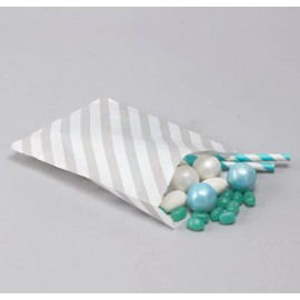 Factory Direct Craft Paper Treat Bags Silver & Gray Stripes - 100 Pack