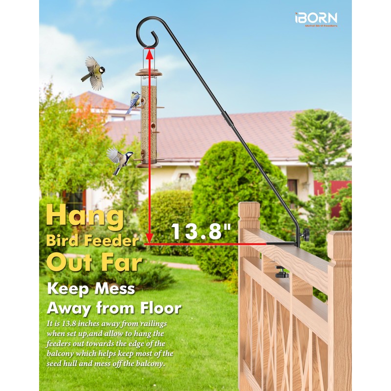 iBorn Deck Hook for Bird Feeder, Hummingbird Feeder Hanger for