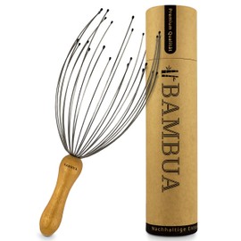 BAMBUA - Head massage spider with 24 fingers - bamboo handle - made from moso bamboo - premium head massager - sustainable relaxation