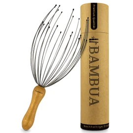 BAMBUA - Head massage spider with 24 fingers - bamboo handle - made from moso bamboo - premium head massager - sustainable relaxation