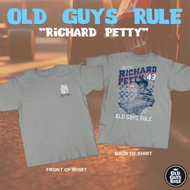 OLD GUYS RULE Men's Racing Graphic T-Shirt, Richard Petty Rocks - Gift for Dad, Grandpa, Husband, Father's Day, Birthday, Holiday - Car Racing, Collector (Gravel, X-Large)