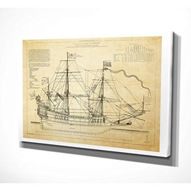 Wexford Home Vintage Sailing Ship Sketch II Gallery Wrapped Canvas Wall Art