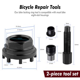Riceel Bicycle Lock Ring Tool Set, 42 mm Bicycle Bottom Bracket Tool with 8 Teeth Bicycle Crank Puller Crank Arm Puller for Many Bicycle Types