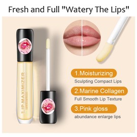 Lip Plumper, Volumizing Lip Plumping Gloss, Longlasting Moisturizing Lip Oil Reduces Lip Lines for Fuller Lips, Increase Lip Elasticity, Inirritative Lip Care Serum Essence Lips Enhancer
