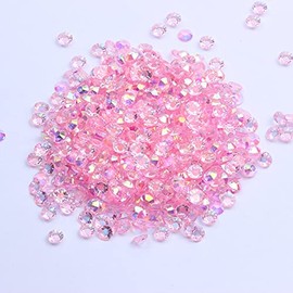 MajorCrafts 2000pcs 5mm ss20 Transparent AB Flat Back Round 14 Facets Resin Rhinestones Arts and Crafts Embellishment Gems (Clear Light Pink AB T04)