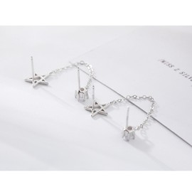 Stocking Stuffers Holiday Outfits for Women 2024 Star Earrings Silver Dangle Earrings for Women Rhinestone Moon Star Earrings Sparkly Tassel Earrings Party Jewelry Accessories