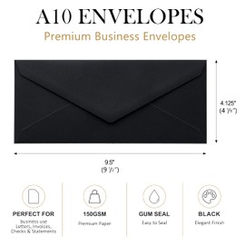 50 Pack #10 Business Envelopes, Black 4.13 x 9.49'' Envelopes
