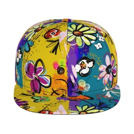 AKMCBSH Graffiti Snapback Baseball Cap, Hip Hop Style, Adjustable Flat Bill Brim Hat, Unisex