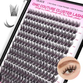 CALAILIS Individual Eyelashes, 204 Pieces, DIY Cluster Eyelashes, D Curl, Individual Eyelash Extensions, Volume Eyelash Clusters at Home (DD508, 10-16 Mix)