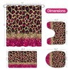 Litabel 4 Pcs Hot Pink Leopard Print Shower Curtain Set