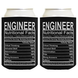 Engineering Gifts Engineer Nutritional Facts Engineer Gag Gifts Electrical Engineer Gifts 2 Pack Can Coolie Drink Coolers Coolies Black