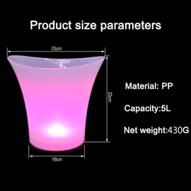 Tiandirenhe 5L Ice Tray, Colorful Led Light Ice Champagne Bucket, Color Can Be Configured, Gradient Colors, Flash Colors
