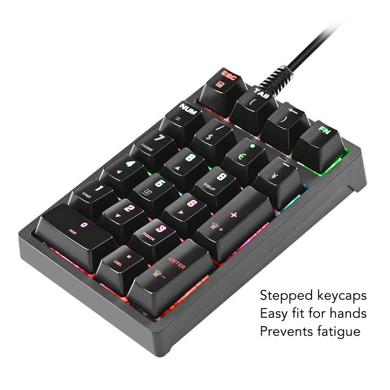 Mechanical Numeric Keypad Wired 21 Keys Blue Switch Color LED