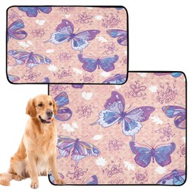 YETTASBIN Butterfly Washable Reusable Dog Cat Pee Pad, Pet Creat Mat with Non-Slip Bottom for Large Small Medium Dogs Cats, Absorption Leakproof Pet Training Pad for Food and Water, Smallx3