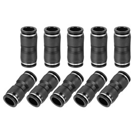 sourcing map 8 Pcs Push to Connect Fittings 1/2 Inch Tube OD Pneumatic Quick Connector Straight Union Tube Fitting for Water Oil Gas Air Hose Line Pipe, Black