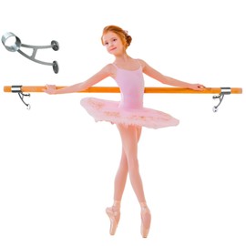 Balançoire Ballet Barre 12 FT Long 2.0” Diameter for Kids and Adults, Premium American Wood Wall Mounted Ballet Bar Home/Studio Ballet Barre Dance Equipment Ballet Training Barre Silver (A) Brackets