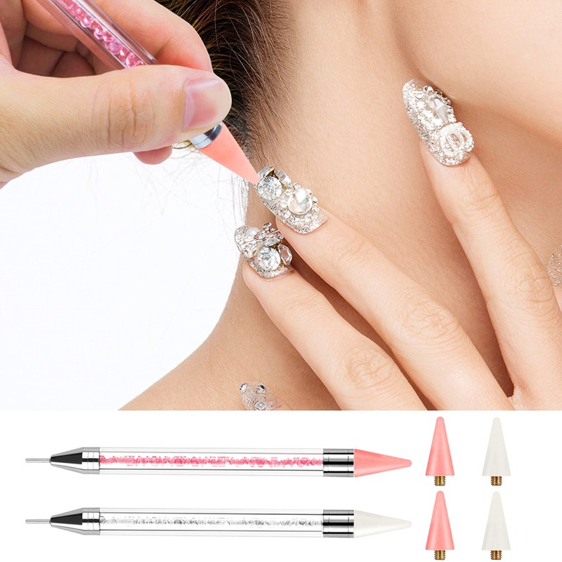 Kaychan Rhinestone Picker Tool 2 Acrylic Handle Rhinestones Applicator Dual-Ended