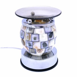 Mother of Pearl Glass Abalone Shell Type Design Touch Lamp Activation Aroma Fragrance Warmer with Dish for Oils, Waxes and Gel Melts