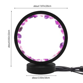 Natural Brazilian Amethyst Crystal Lamp - USB LED Bedside Night Light with 3-Color Dimming & Touch Control, Energy Healing Room Decor for Meditation, Home Ambient Lighting Gift (Amethyst Circle Lamp)