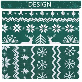 LinTimes Christmas Tablecloth Christmas Reindeer Snowflake Print Tablecloth Tablecloth for Christmas Dinner Party Kitchen Decoration 60 Inch Rounds Green