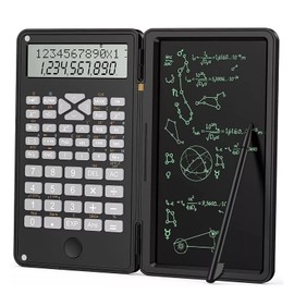 Scientific Calculator with Notepad, 10 Digit LCD Display Calculator, Pocket Mute, Multifunctional Desktop Calculator for Students, Secondary School and College (Black)