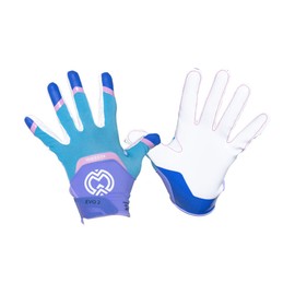 MASSOV EVO2 Football Gloves – Sticky Grip ProTac Palms, Breathable Mesh Fit, SFIA – Adult Football Gloves - Mens, Large, Cotton Candy Color