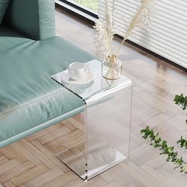 VLUOO VLUOO Acrylic C-Shape Side Table, Multipurpose Clear Laptop End Table for Bedroom, Living Room & Patio | 11.8 * 11.8 * 25.6IN