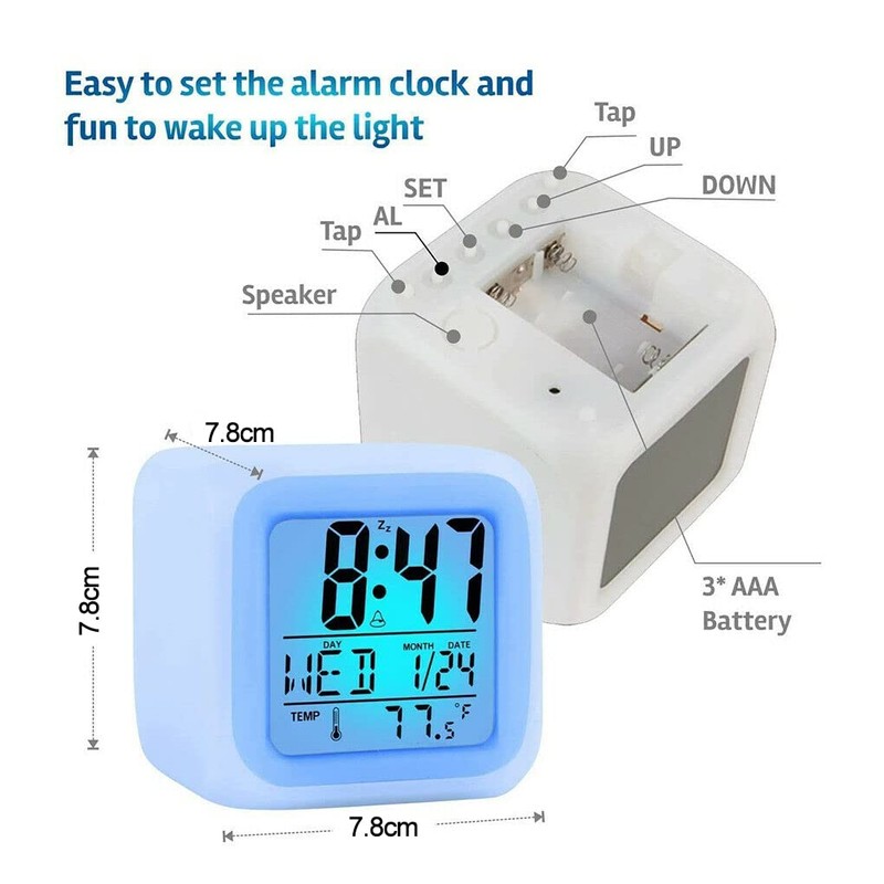 Digital Clock LED Display Desk Table Temperature Alarm Time Modern