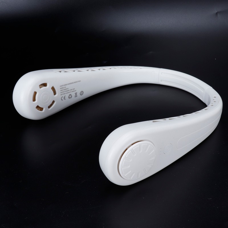White Adjustable Hanging Neck Electric Fan Bladeless Portable USB Charging