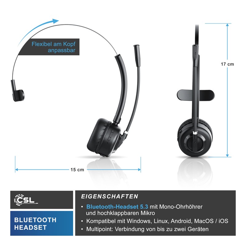 CSL - Bluetooth 5.3 Headset with Charging Station - PC