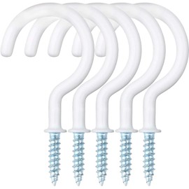 Yogopro Pack of 30 Screw Hooks Black Ceiling Hooks Hook Screws 50 mm Vinyl Coated Ceiling Hooks Widely Used in Homes and Offices White