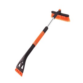 LuckyQianyi, 90 cm Ice Scraper Car with Broom Snow Brush Removable with Large Edge Bristles 25 cm Ergonomic Foam Handle Durable (Orange)