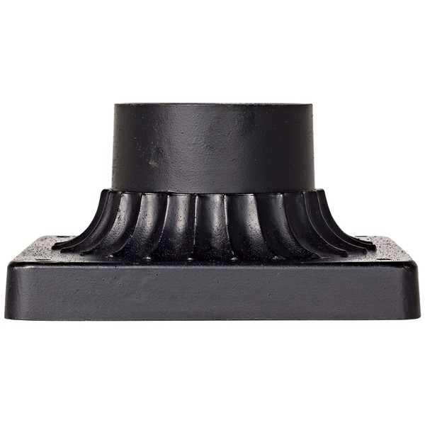 John Timberland Outdoor Pier Mount Post Adapter Texturized Black Aluminum Fluted Column Style Base 5 3/4" for Exterior House Porch Patio Outside Deck Garage Yard Garden Driveway Lawn Walkway