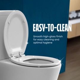 HIGHCRAFT Premium Round Toilet Seat with Adjustable Hinges & Quick Removal Mechanism - Molded Wood Toilet Seat - Fits Standard Round Toilets - Round Seat in White