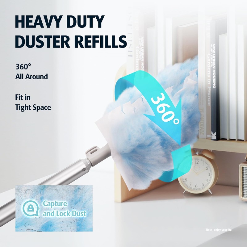 6 ft Extendable Duster Handle with 20 Refills, Compatible with
