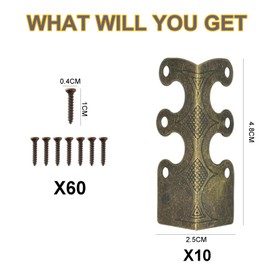 10 Pcs Vintage Metal Corner Protector - Metal Baseboard Corner Protectors, Decorative Corner Brackets Vintage Skiffers Edges Corner Guards for Home Box Furniture Wall Skirting Board Corners (Bronze)