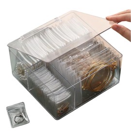 Caja De Joyería Organizador De Joyas con 60 Piezas Bolsas de Plástico Transparente para Joyas,Joyero de viaje pequeño con Cierre Anti Oxidación para C