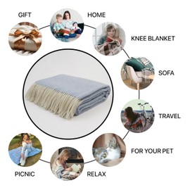 Cozy Blankets | Cashmere Blend Blanket | 10% Cashmere, 90% Superfine Wool | Ultra-Soft, Warm & Breathable Throw with Fringes | Elegant Bed or Sofa Layer 55"x79" (140 x 200 cm)