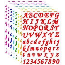 Spakon 8 Sheets Vinyl Letter Stickers Self Adhesive Alphabet Stickers Mailbox Letters Numbers Decals for Back to School DIY Crafts Sign Notebook Classroom Decor(2 Inch,Rainbow Color)
