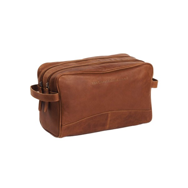 The Chesterfield Brand Stefan Leather Toiletry Bag 29 cm, Cognac, Toiletry bag