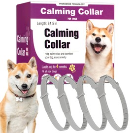 Calming Collar for Dogs, Dog Calming Collar, Dog Collar for Anxiety Relief, Pheromone Collar for Dogs Lasts 60 Days, 25-inch Size Dog Pheromone Collars Fits Small, Medium and Large Dogs, 4 Pack(Grey)