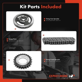 A-Premium Engine Timing Chain Kit W/Sprocket [fits OHV, 8Cyl] Compatible with Chevy & GMC, fits Camaro, Chevelle, Jimmy, Biscayne & C,G,K,R,P, Class C20 G20 P35 K1500 Suburban, Sprint, Nova, B6000