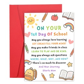 First Day of School Card for Kids Students, 1st Day of School Sign for Son Daughter, First Day of Kindergarten Preschool Sign for Girls Boys, Back to School-Supplies Bulk for Kids Classrooms