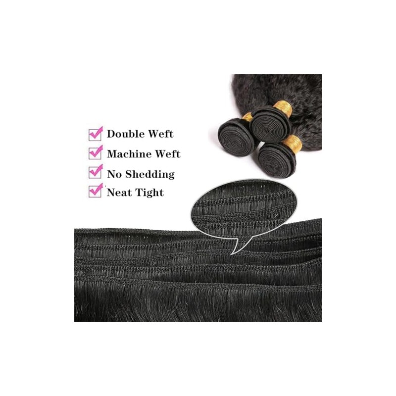 Paquetes De Cabello 12A Yaki Cabello Humano Recto Rizado 3