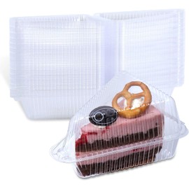 AQSXO AQSXO 400 Pcs Transparent Cake Slice Plastic Containers with Lids 4 Inches Hinged Lid Cheese cake Container, for Take Out Packaging, Bakery and Cafe.